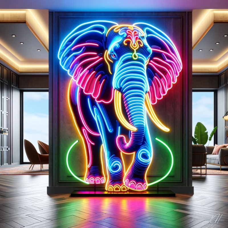 'Elefante de néon' - letreiro de néon LED