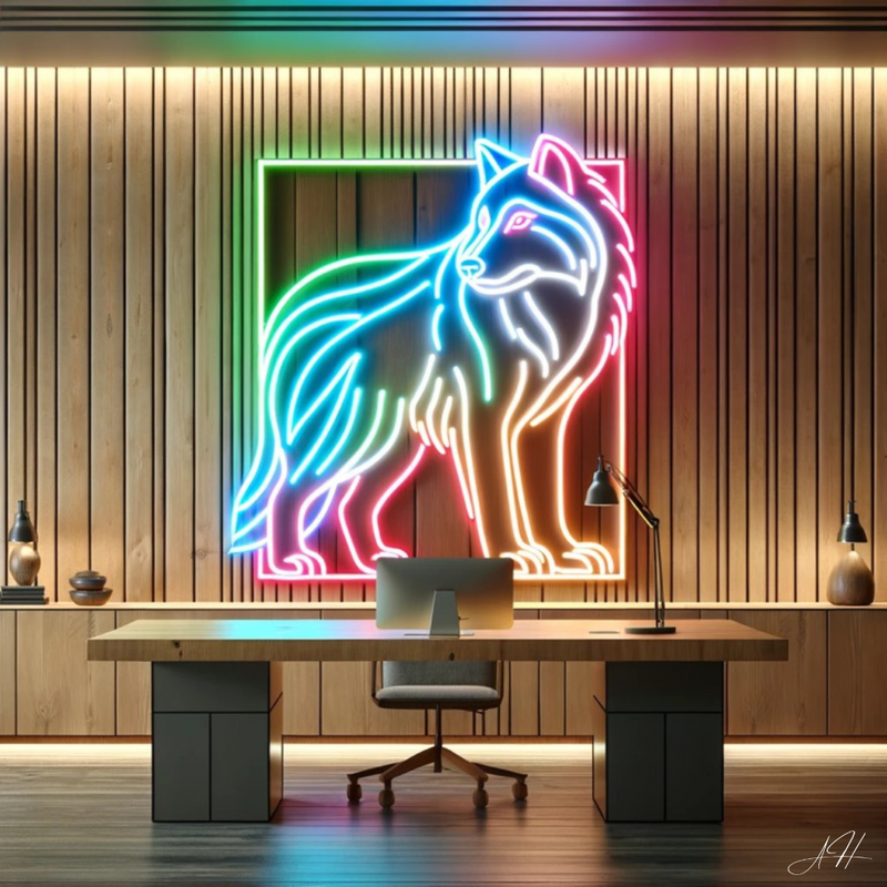 'Wild Wolf Elegance' - letreiro de néon LED