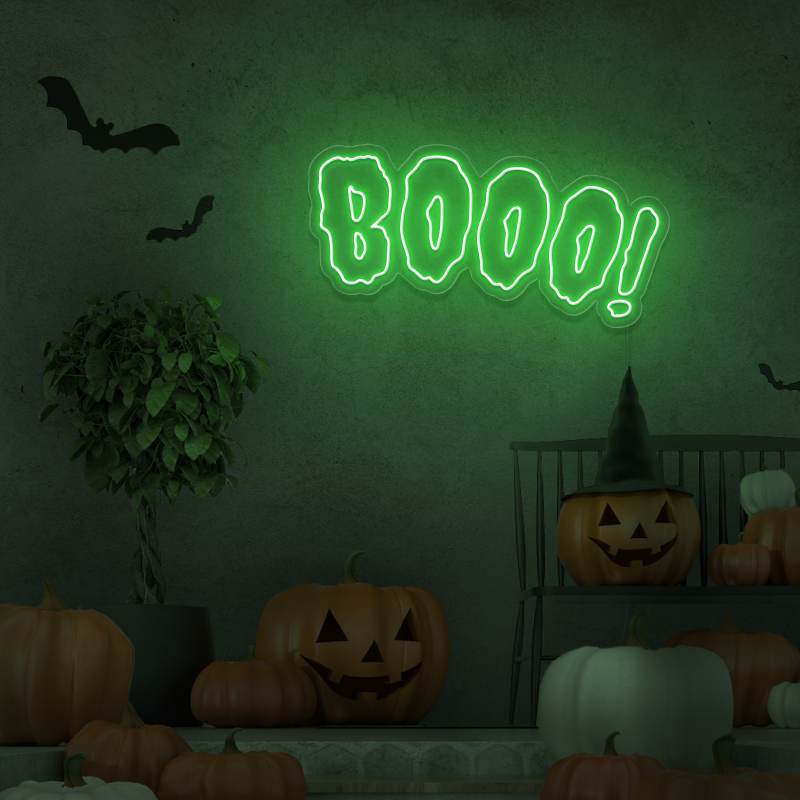 'BOOOO!' - Sinal de néon LED